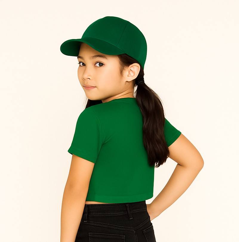 Girl's Turtle Trail Crop Tee – Ocean Spirit in Green - Image 2