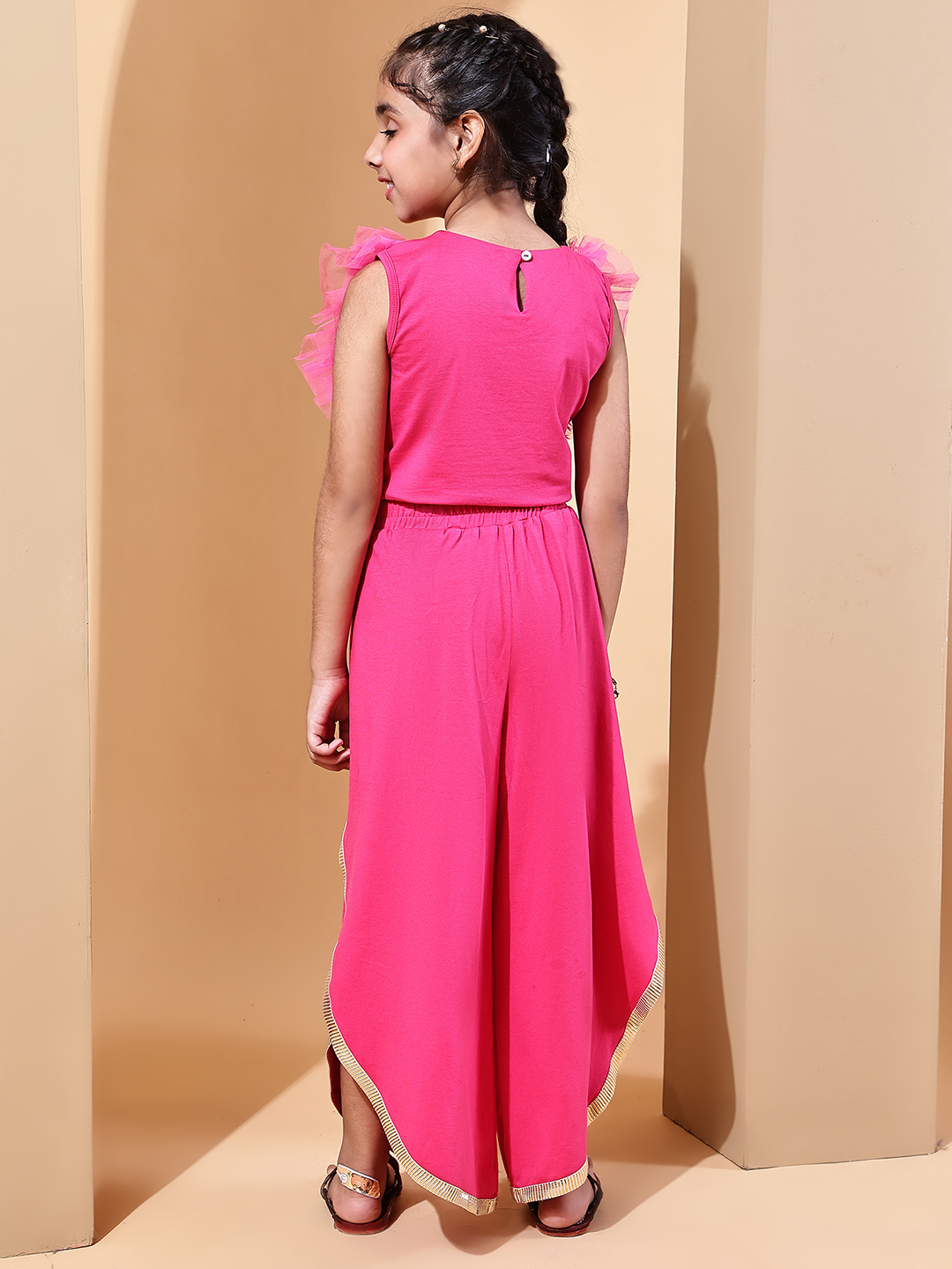 Girls’ Ruffle Crop Top & Tulip Pants Co-ord Festive Set | Stylish Indo-Western Outfit for Girls - Image 2