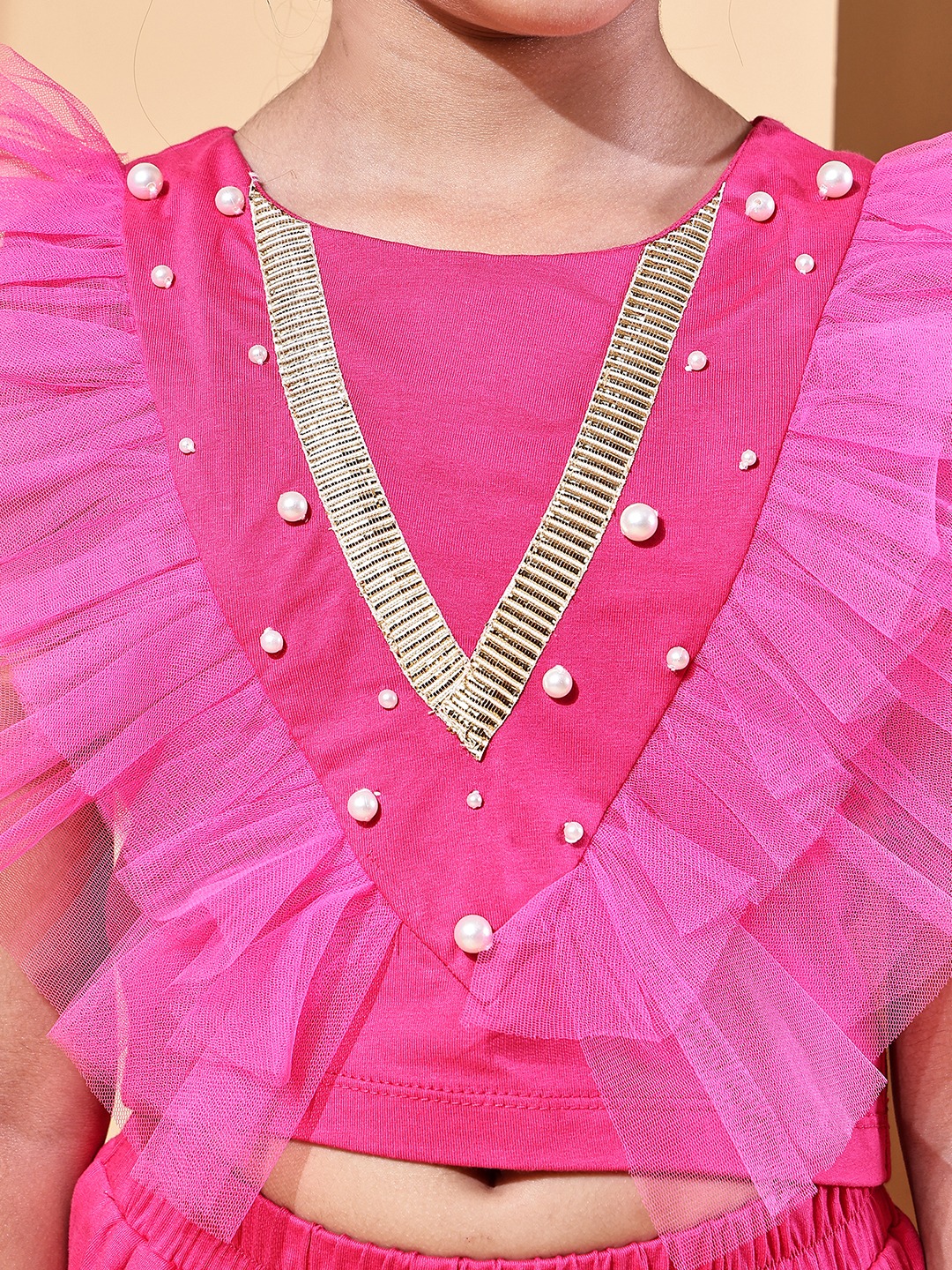 Girls’ Ruffle Crop Top & Tulip Pants Co-ord Festive Set | Stylish Indo-Western Outfit for Girls - Image 6