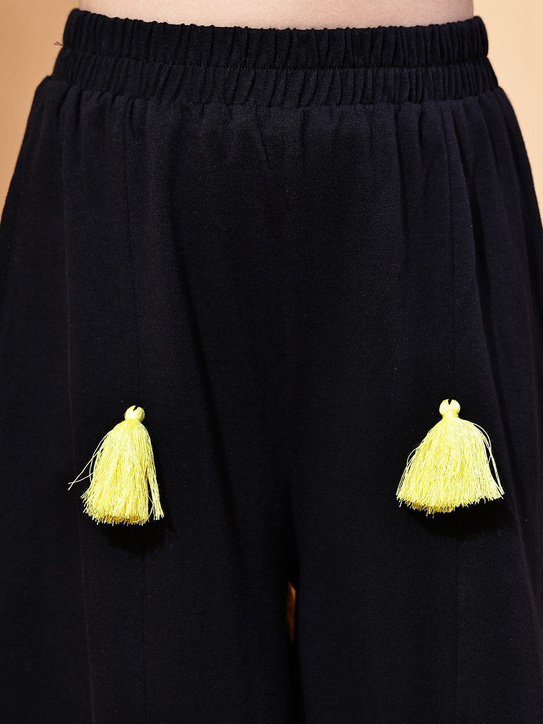 BaawRi Girls Black Cotton Plazo Set with Embroidered Top, Tassel Accents & Mesh Detailing – Stylish Ethnic Wear for Girls - Image 7