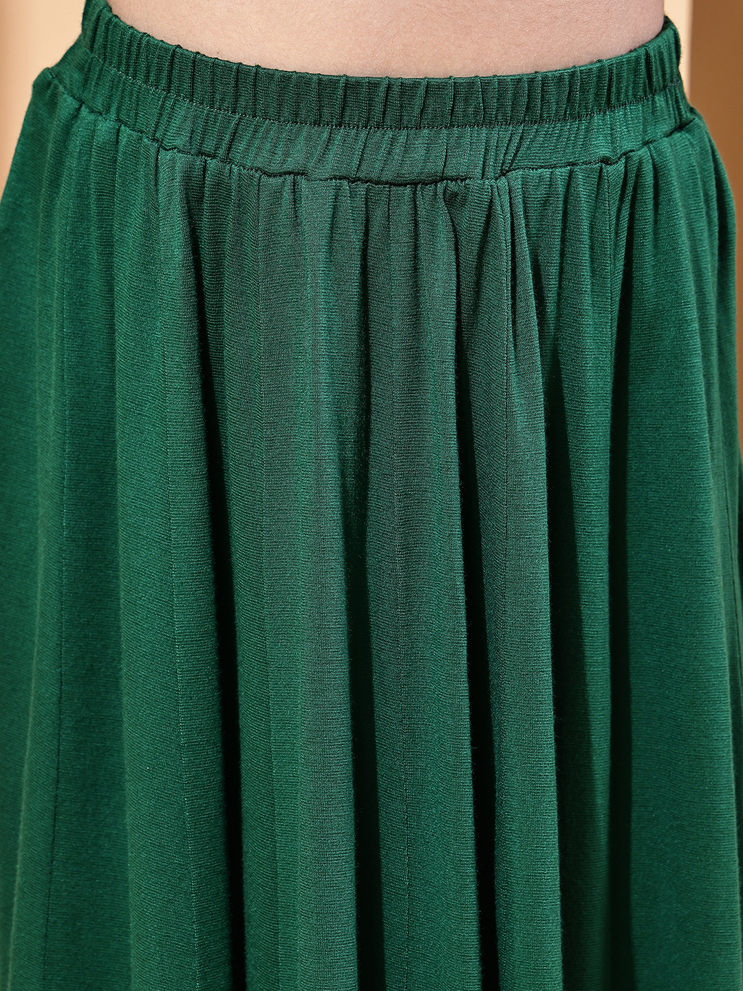 BaawRi Girls Soft Viscose Jersey Forest Green Lehenga Choli with Golden Lace Detailing - Image 7