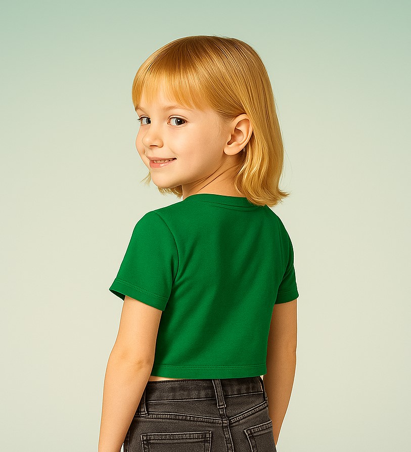 Girl's Zesty Bloom Crop Tee – Green Viscose - Image 4