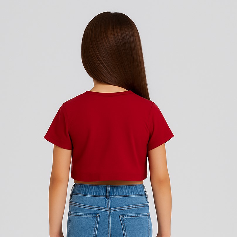 Girl's Red Crabby Cool Crop Tee – Wild Waters Edition - Image 3