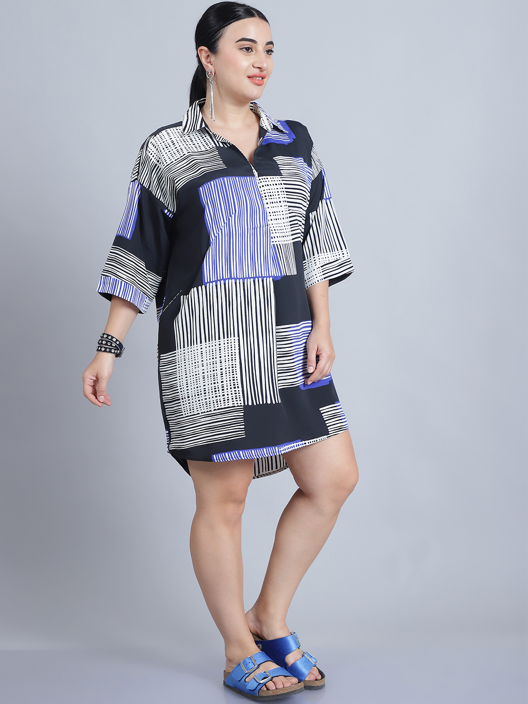 Alternative view of BaawRi Women's Shirt Collar & 3/4th Sleeves Printed Long Top