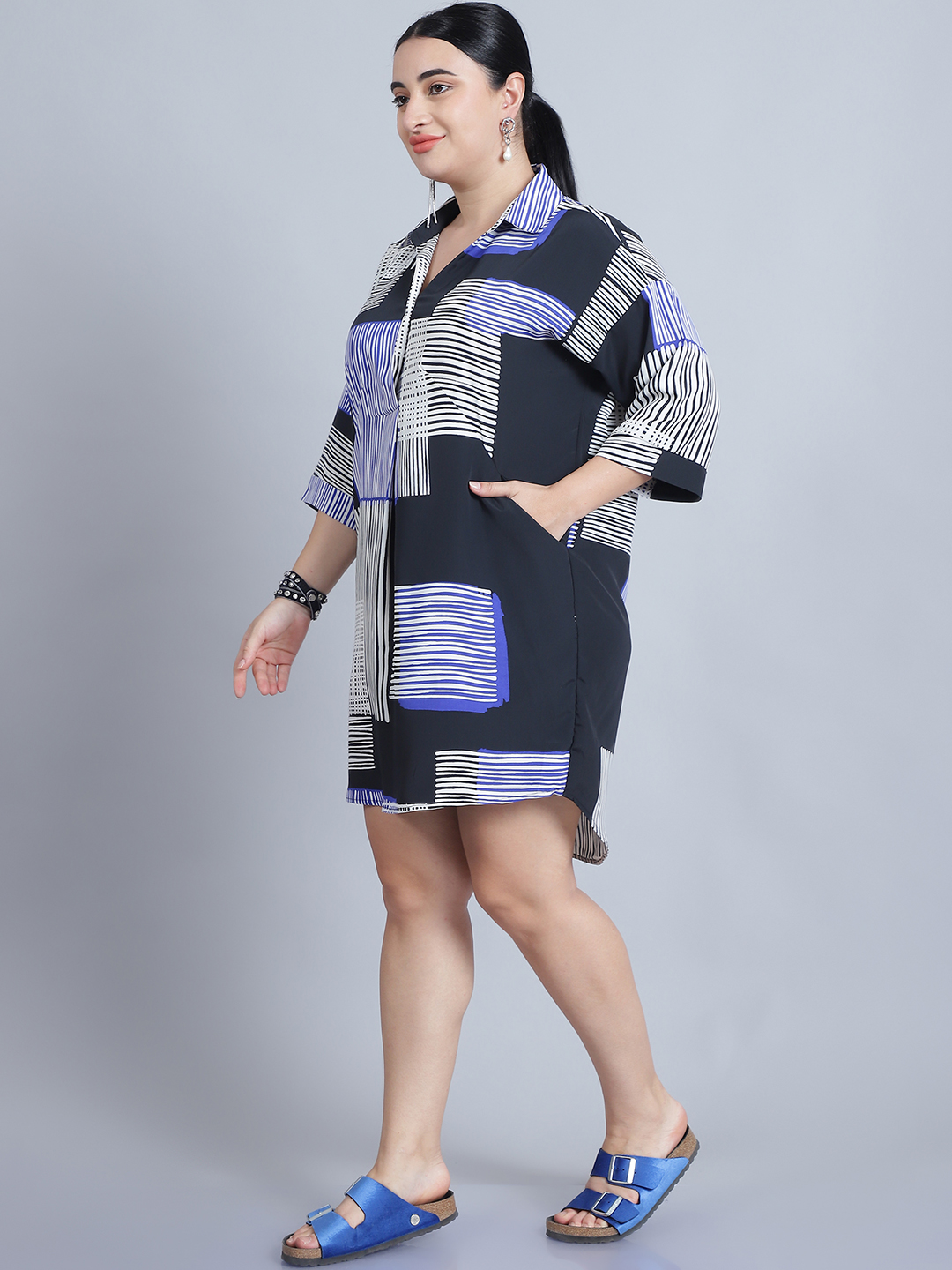 BaawRi Women's Shirt Collar & 3/4th Sleeves Printed Long Top - Image 3