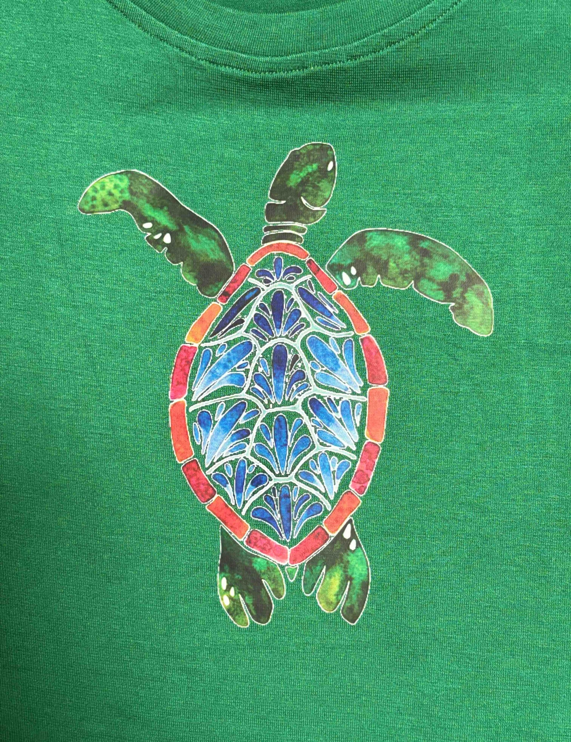 Girl's Turtle Trail Crop Tee – Ocean Spirit in Green - Image 6