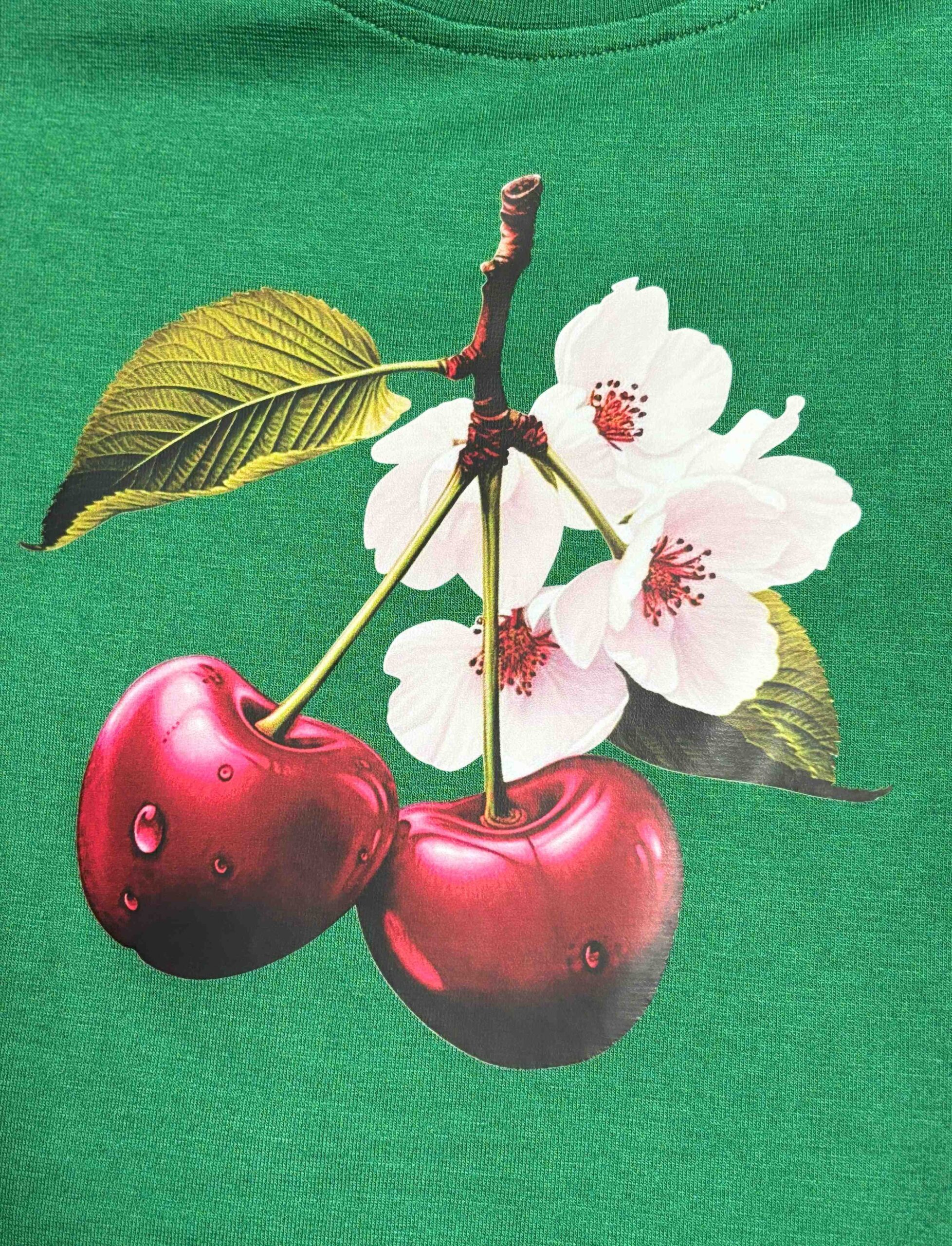 Girl's Green Cherry Bloom Crop Tee – Viscose Love - Image 6