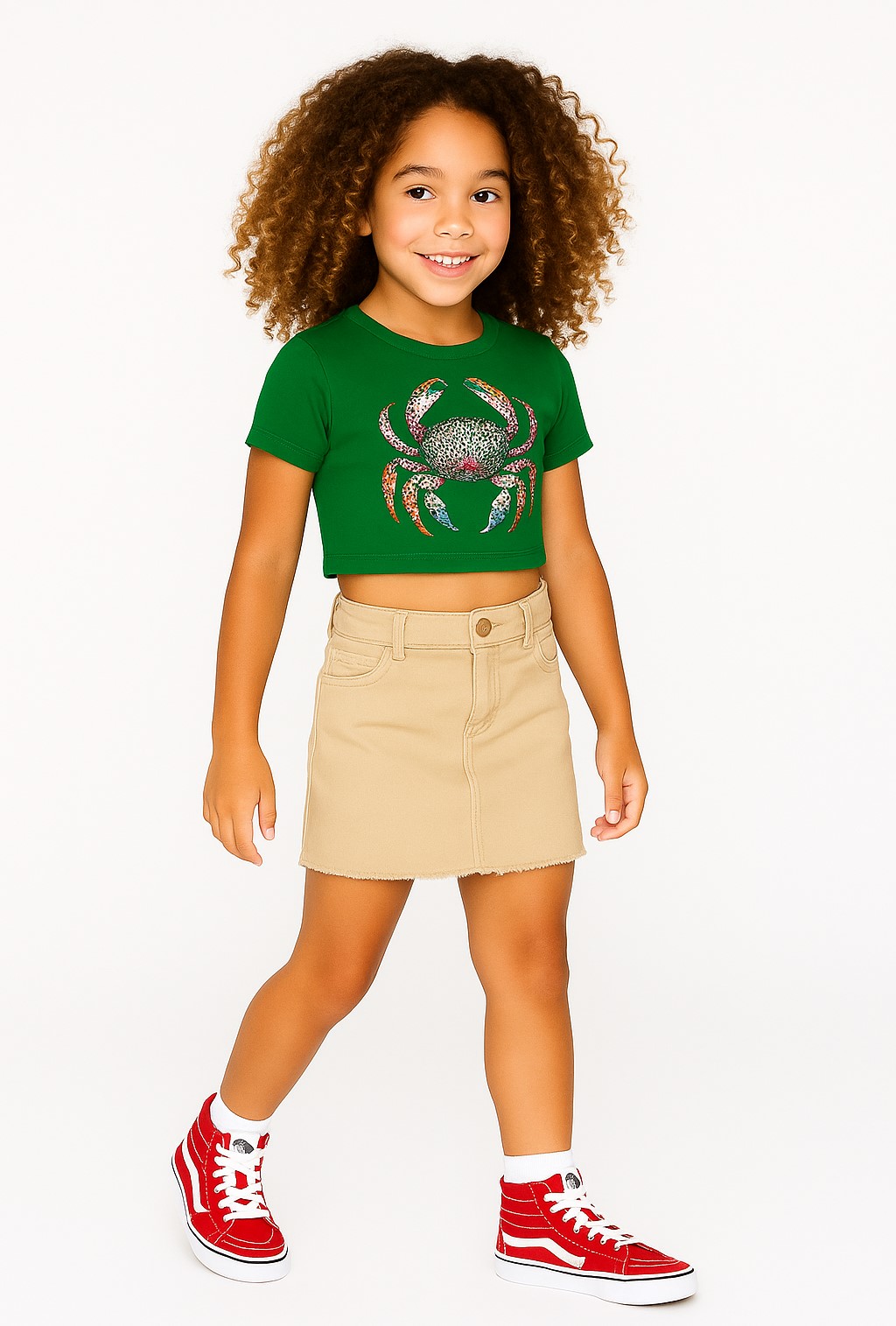 Girl's Green Crabby Cool Crop Tee – Wild Waters Edition - Image 5