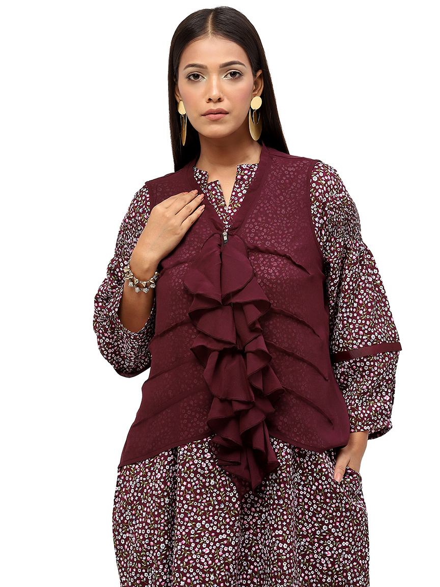 Alternative view of BaawRi Women's Plum Solid Color Shrug