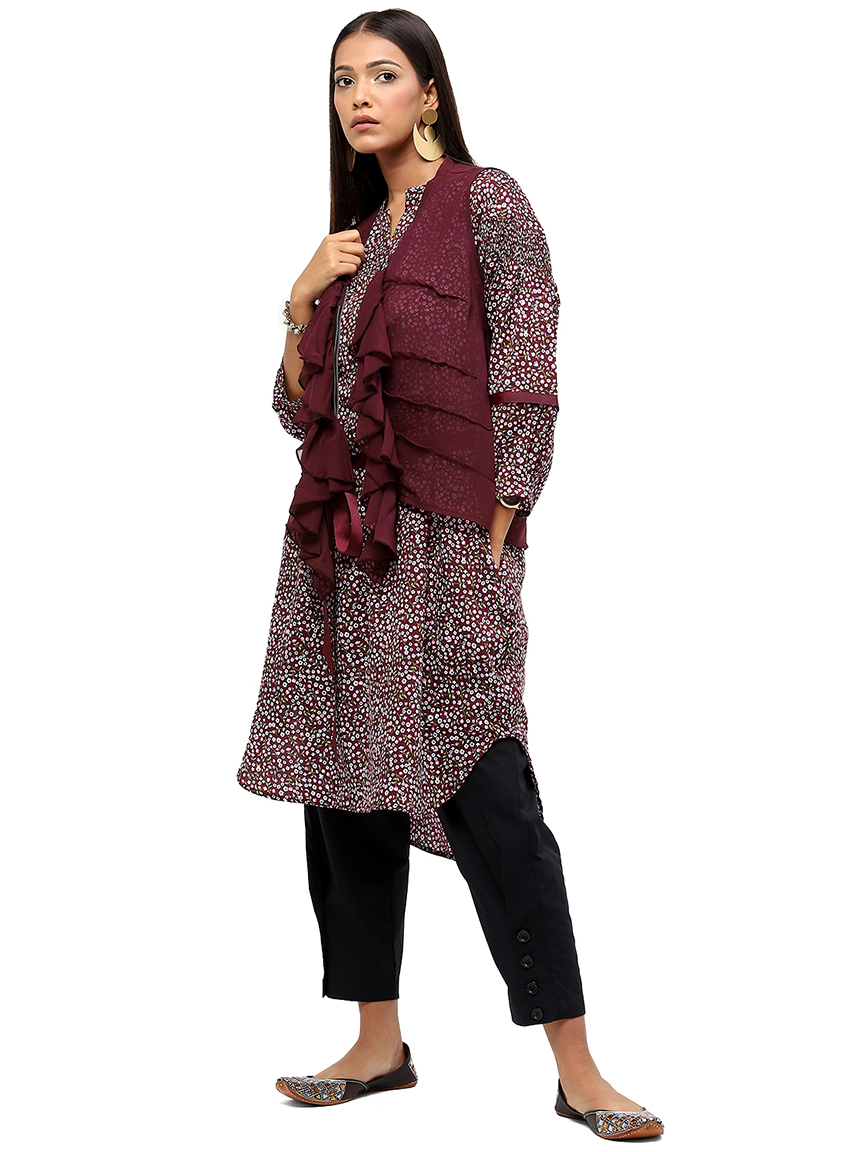 BaawRi Women's Plum Solid Color Shrug
