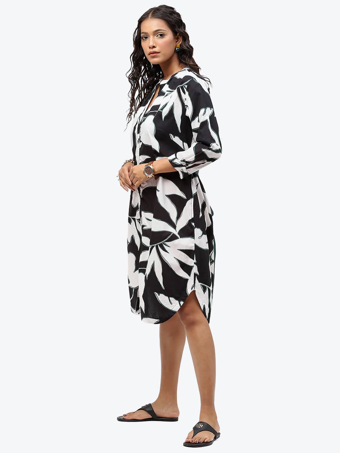 Alternative view of BaawRi Women's Black & White Floral Print Cotton Dress