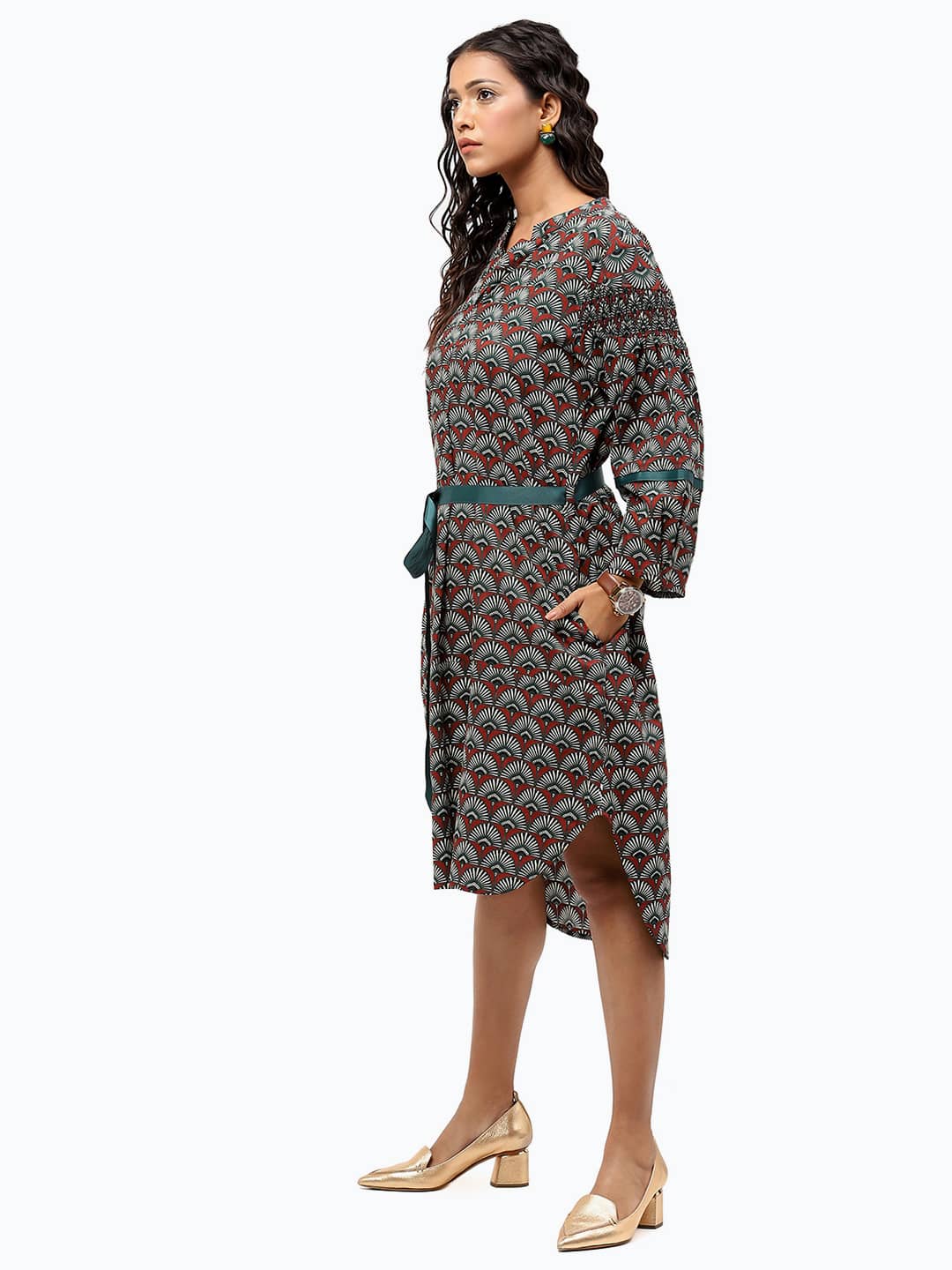Alternative view of BaawRi Green Floral Printed Viscose Dress