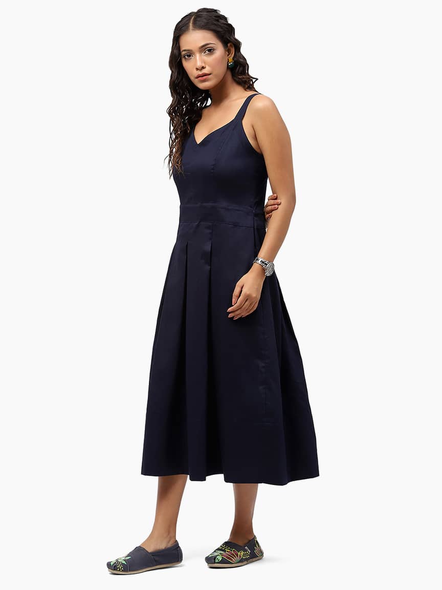 Alternative view of BaawRi Women's Blue Solid Color Cotton Dress