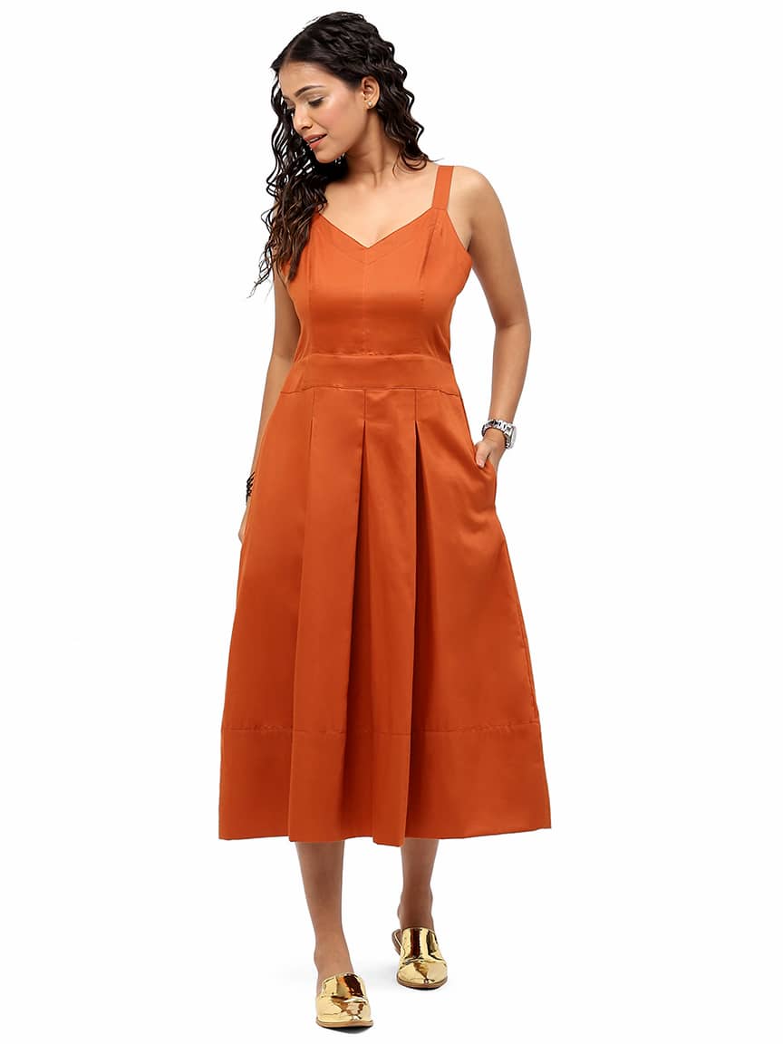 Alternative view of BaawRi Women's Orange Solid Color Cotton Dress