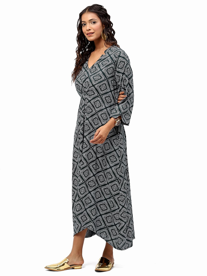 Alternative view of BaawRi Women's Green Bandhani Printed Dress