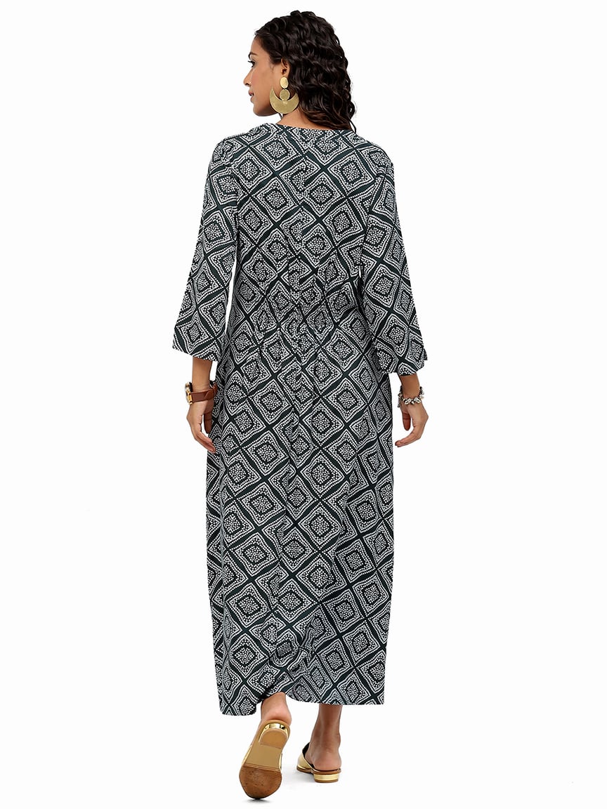 BaawRi Women's Green Bandhani Printed Dress - Image 4