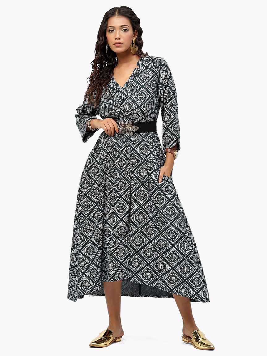 BaawRi Women's Green Bandhani Printed Dress - Image 6