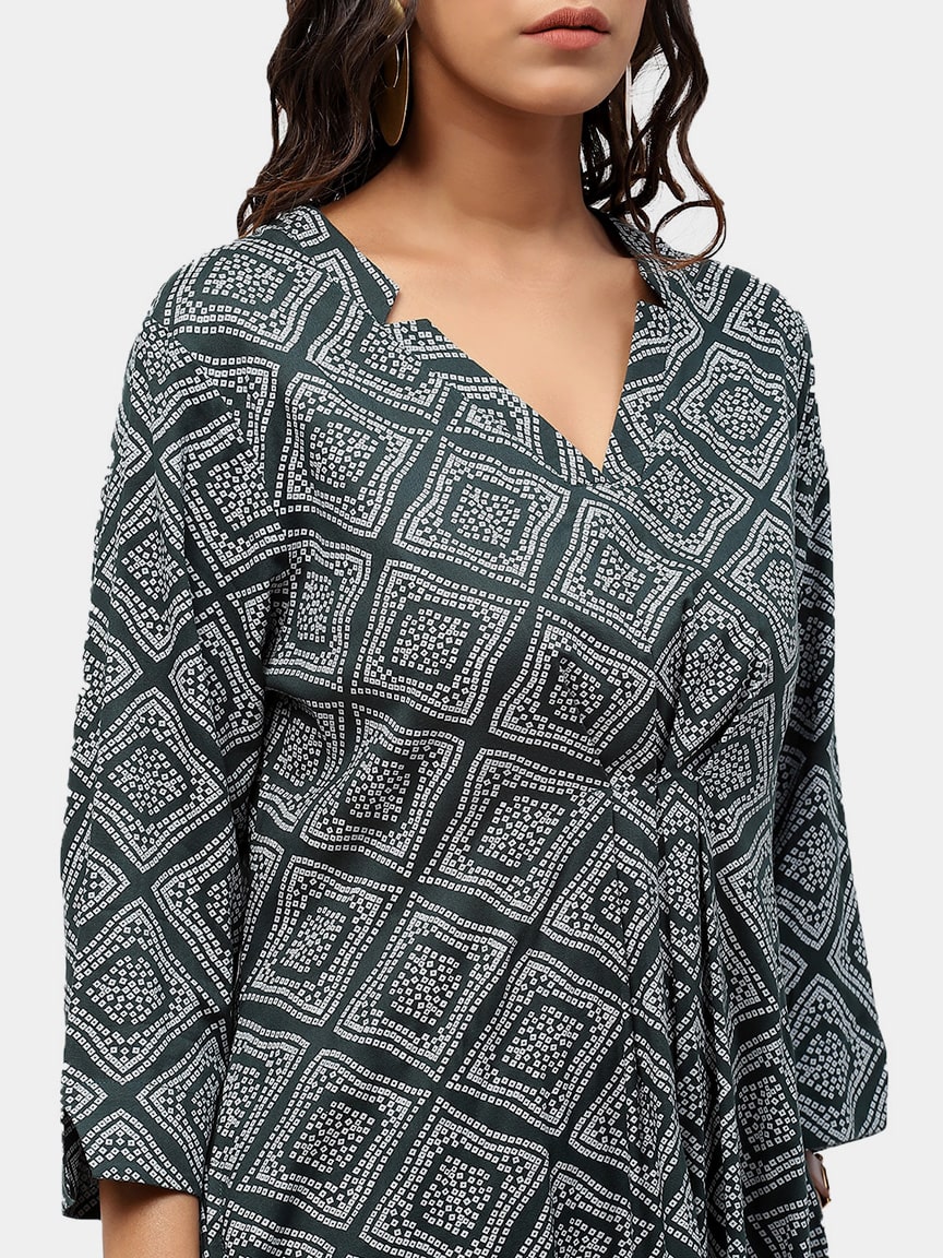 BaawRi Women's Green Bandhani Printed Dress - Image 7