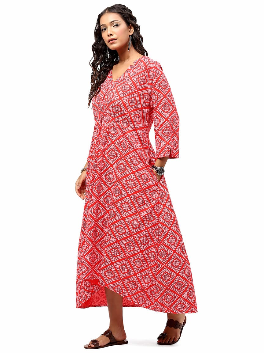 Alternative view of BaawRi Women's Red Bandhani Printed Dress