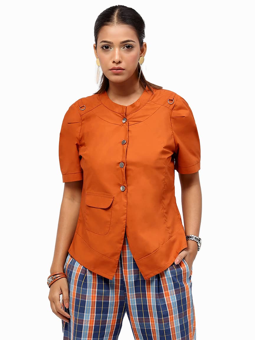 Alternative view of BaawRi Women's Orange Solid Color Cotton Jacket