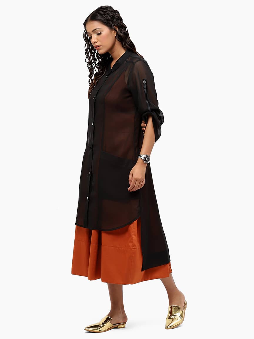 Alternative view of BaawRi Women's Black Solid Color Mandrian Collar Shrug