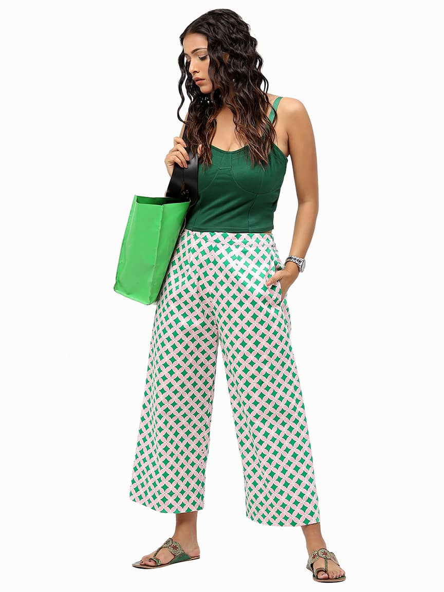 Buy Shasmi Women's & Girls Black Geo Print Dress Pants Stretchy Work Slacks  Business Casual Office Bell-Bottom/Boot-Cut Elastic Waist Regular Fit Trouser  Pant (TRINGAL Pant 77 Black XS) at Amazon.in