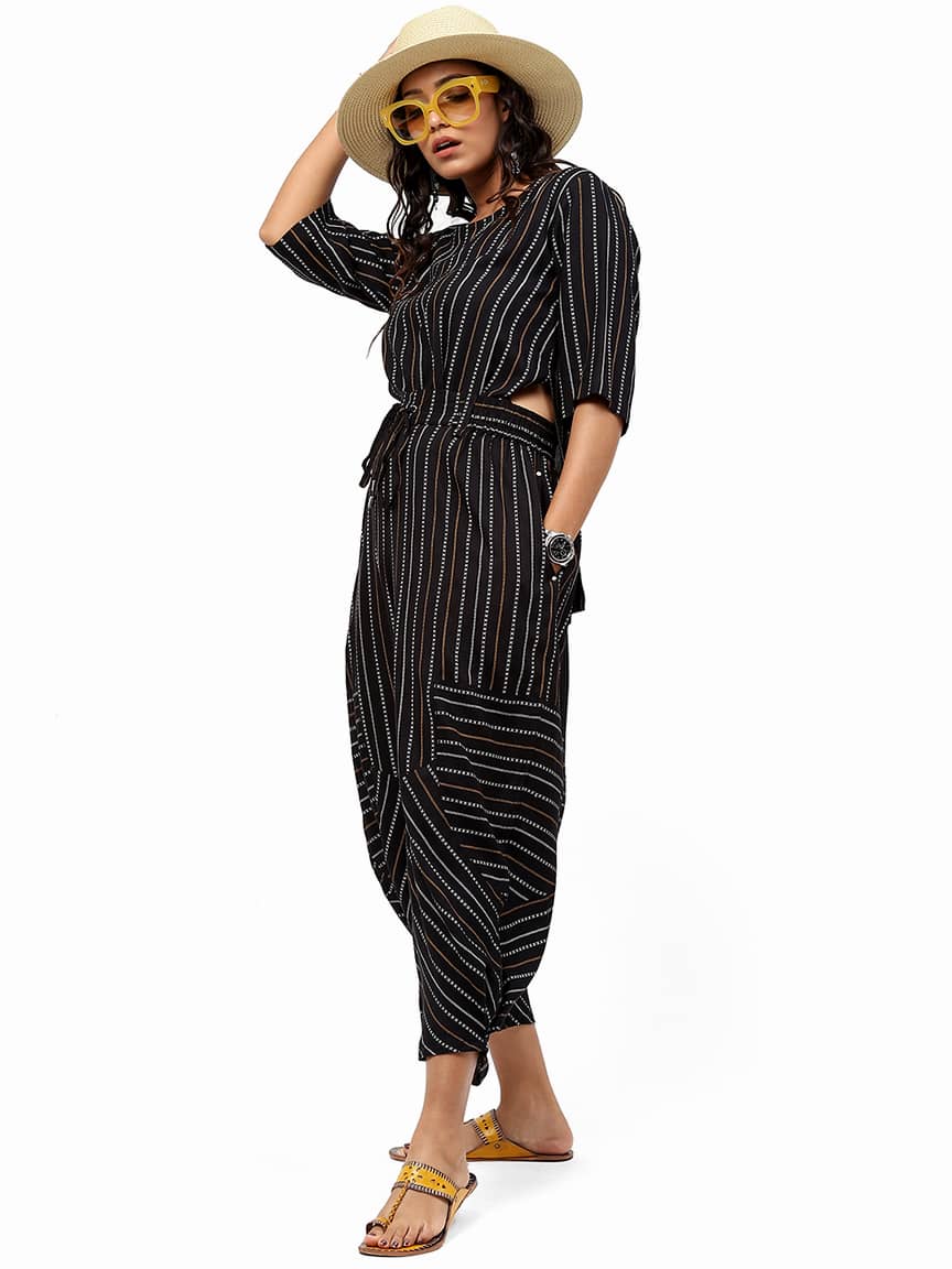 BaawRi Black and White Strip Printed Woven Trouser