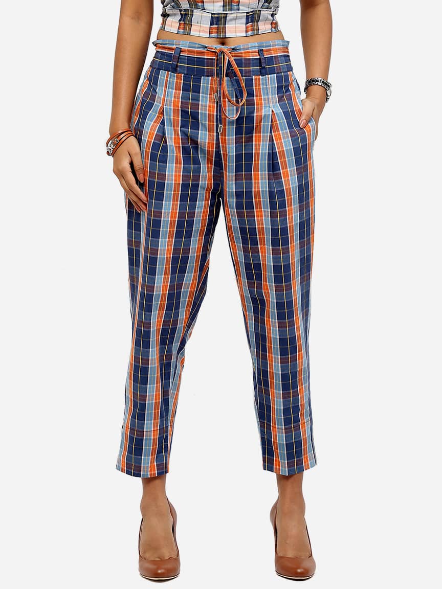 Alternative view of BaawRi Women's Blue Yarn Dyed Cotton Trouser