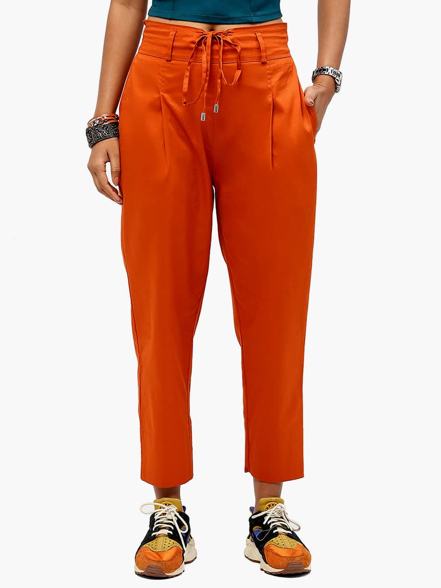 Alternative view of BaawRi Women's Orange Solid Color Cotton Trouser