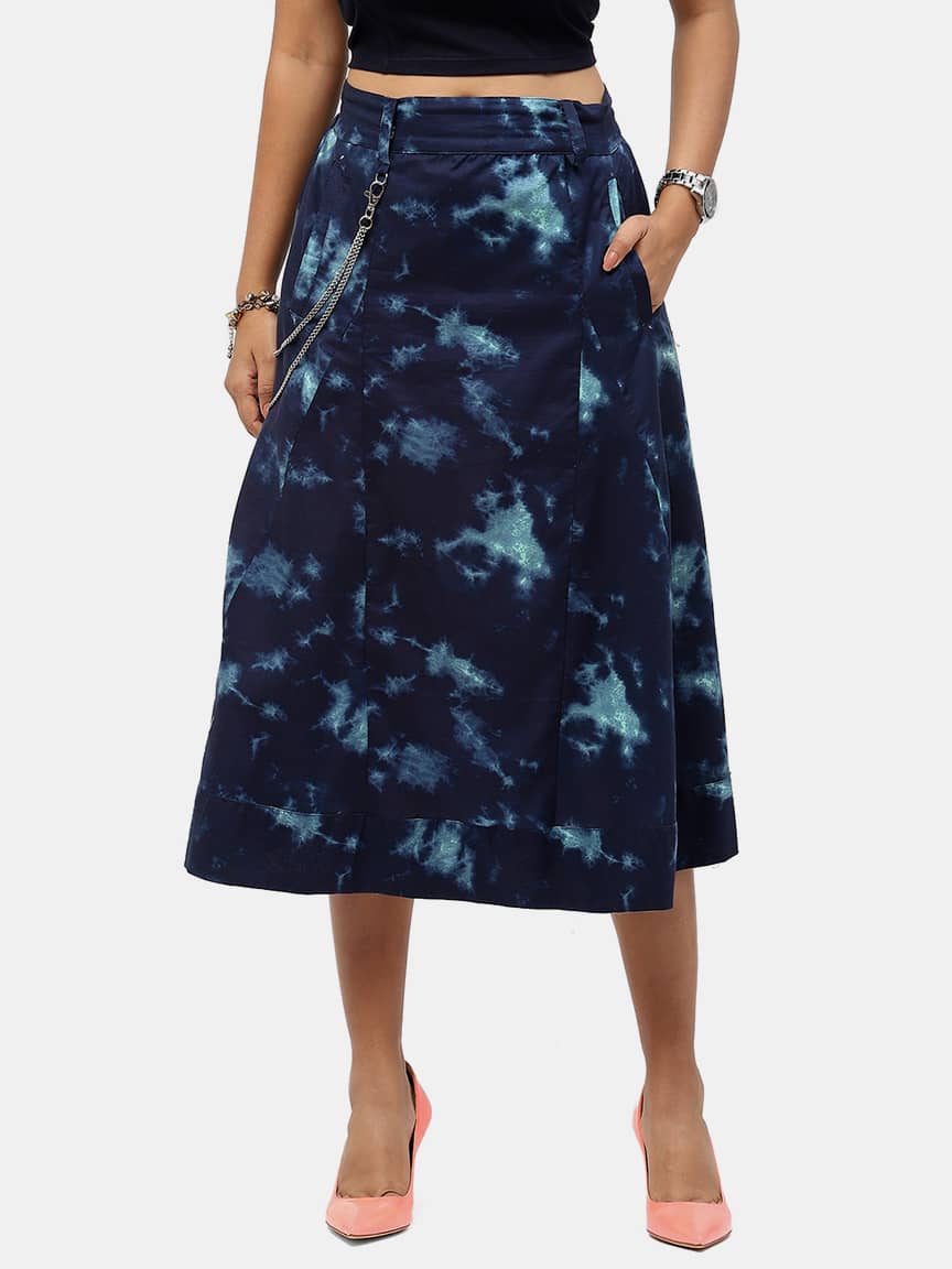 Alternative view of BaawRi Women's Navy Blue Printed Flared Cotton Skirt