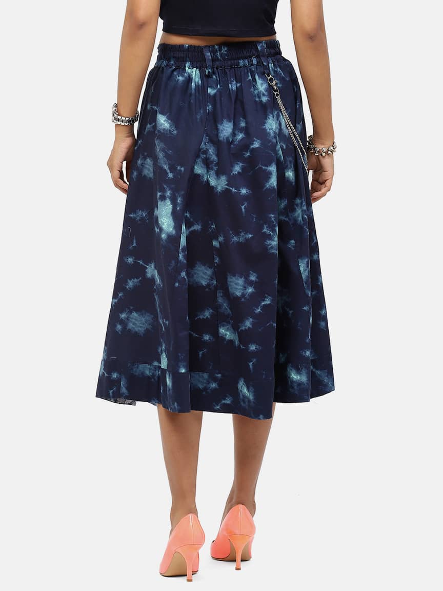 BaawRi Women's Navy Blue Printed Flared Cotton Skirt - Image 5