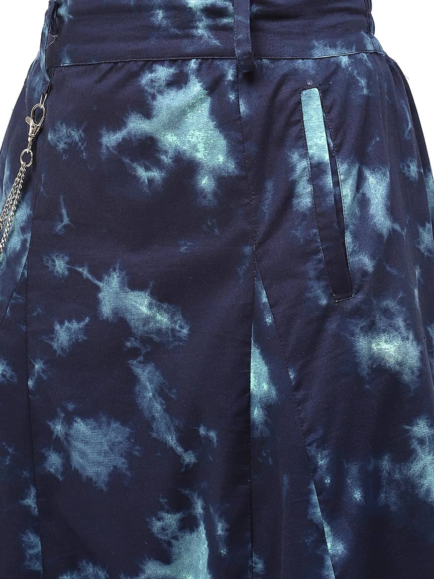 BaawRi Women's Navy Blue Printed Flared Cotton Skirt - Image 6