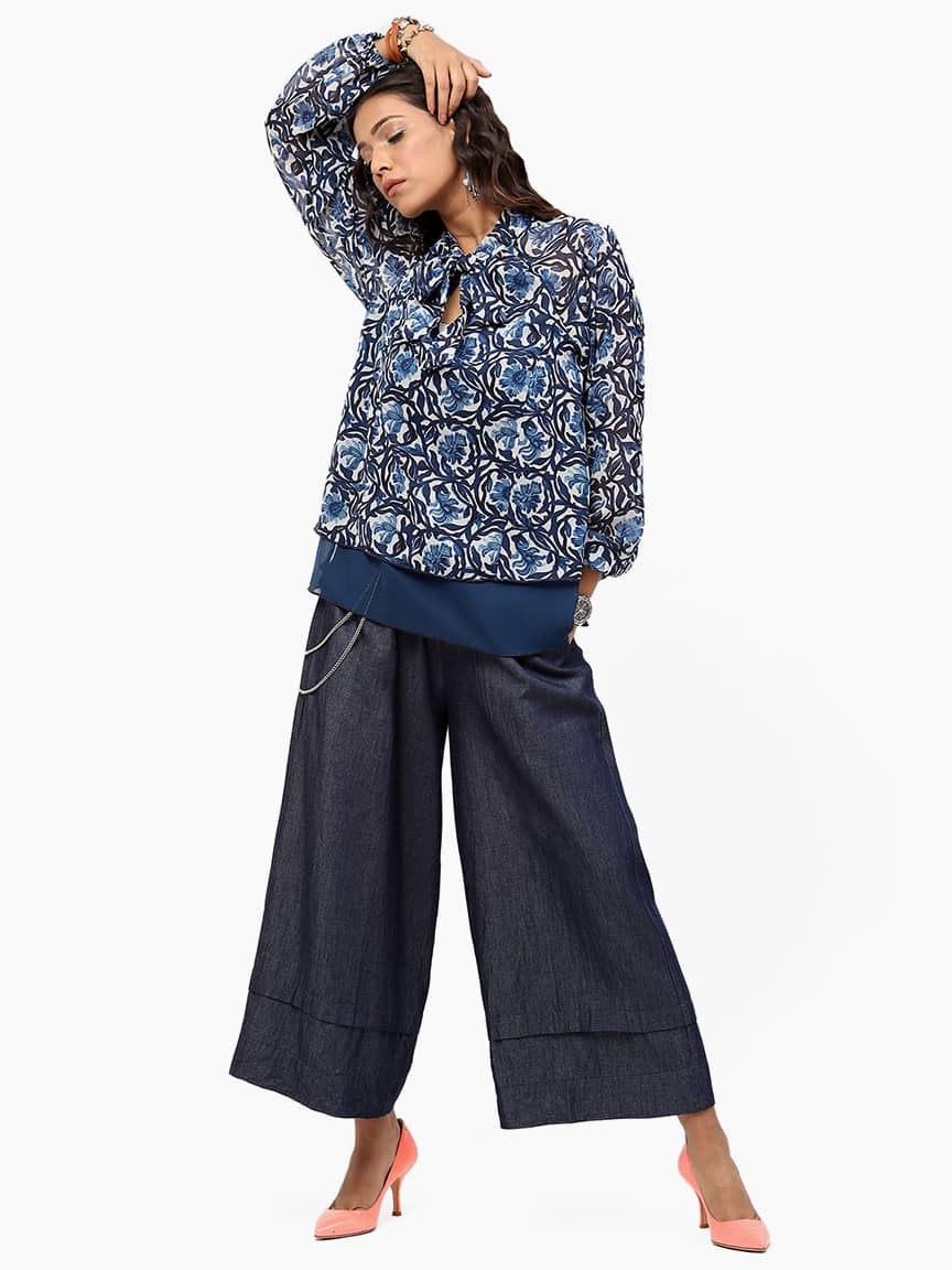 BaawRi Women's Blue Printed Top