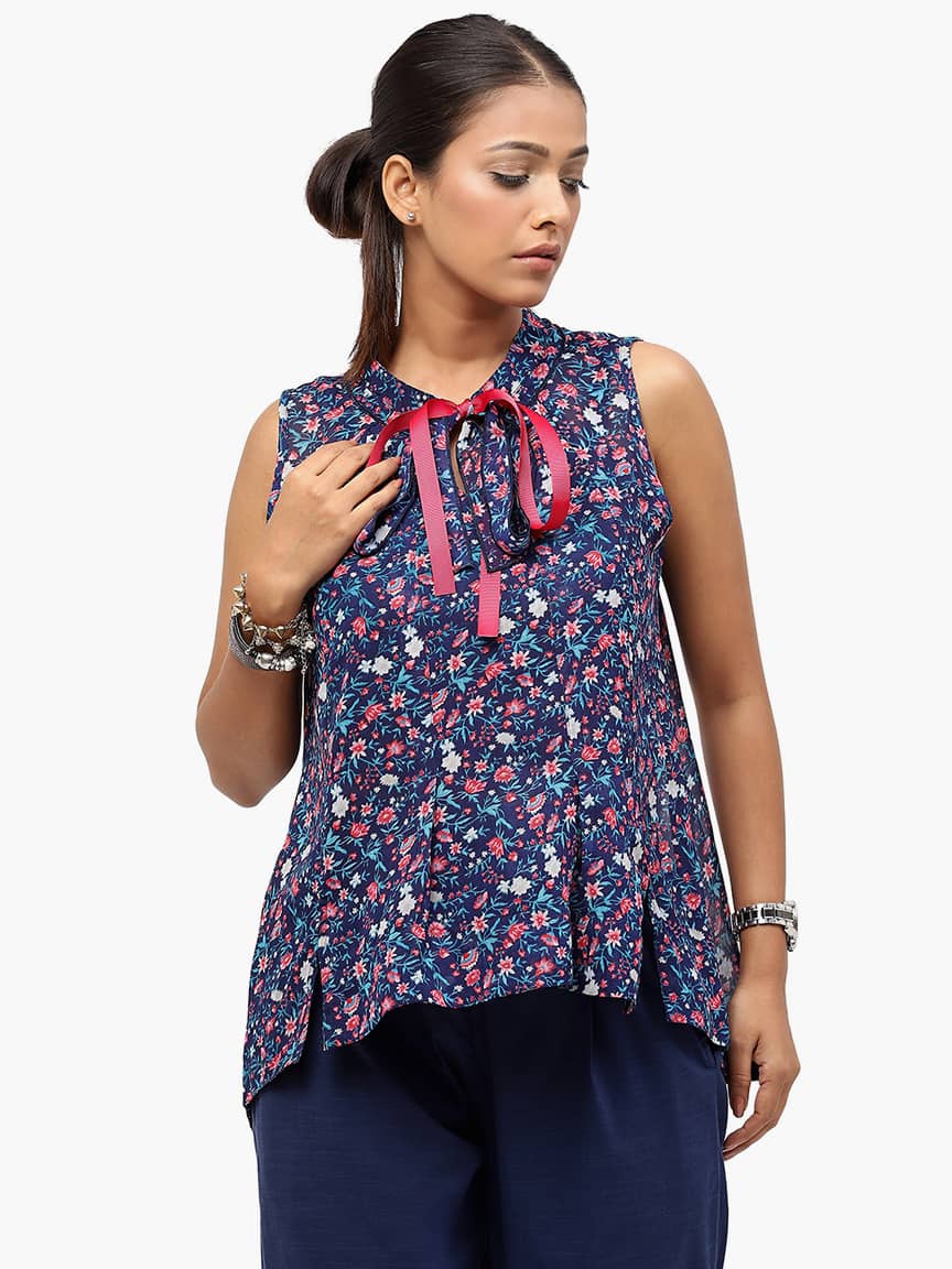 Alternative view of BaawRi Women's Blue Floral Printed Top