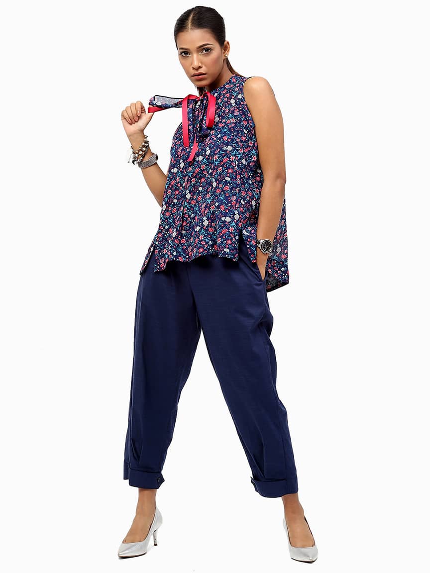 BaawRi Women's Blue Floral Printed Top