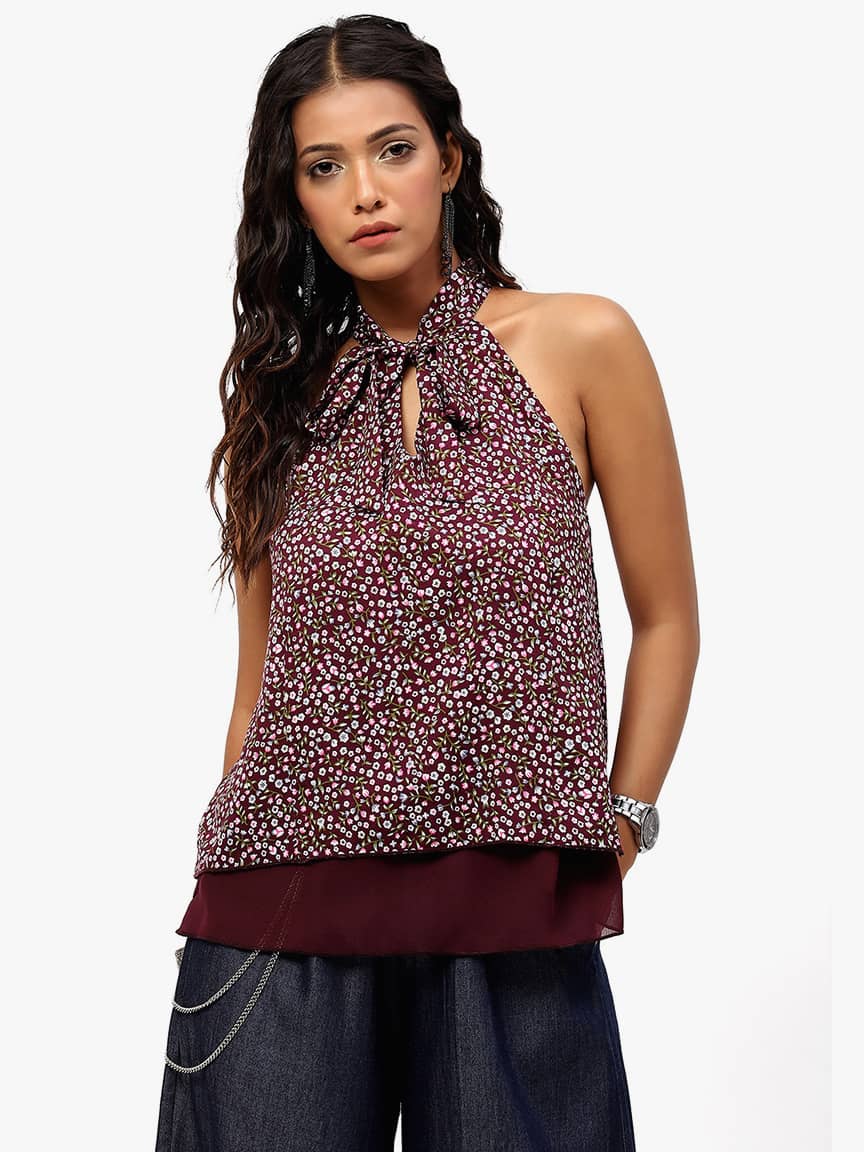 Alternative view of BaawRi Women's Maroon Color Floral Printed Top