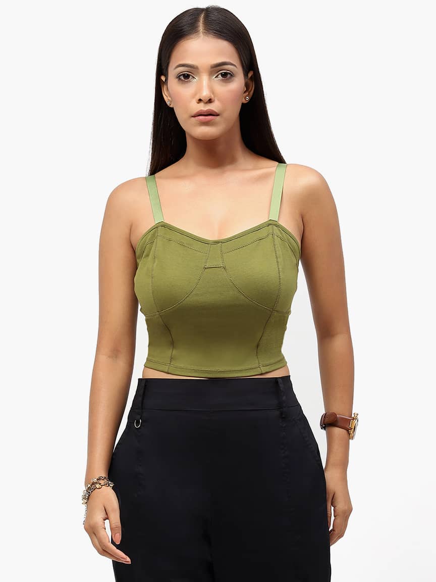 Alternative view of BaawRi Women's Olive Solid Color Viscose Top