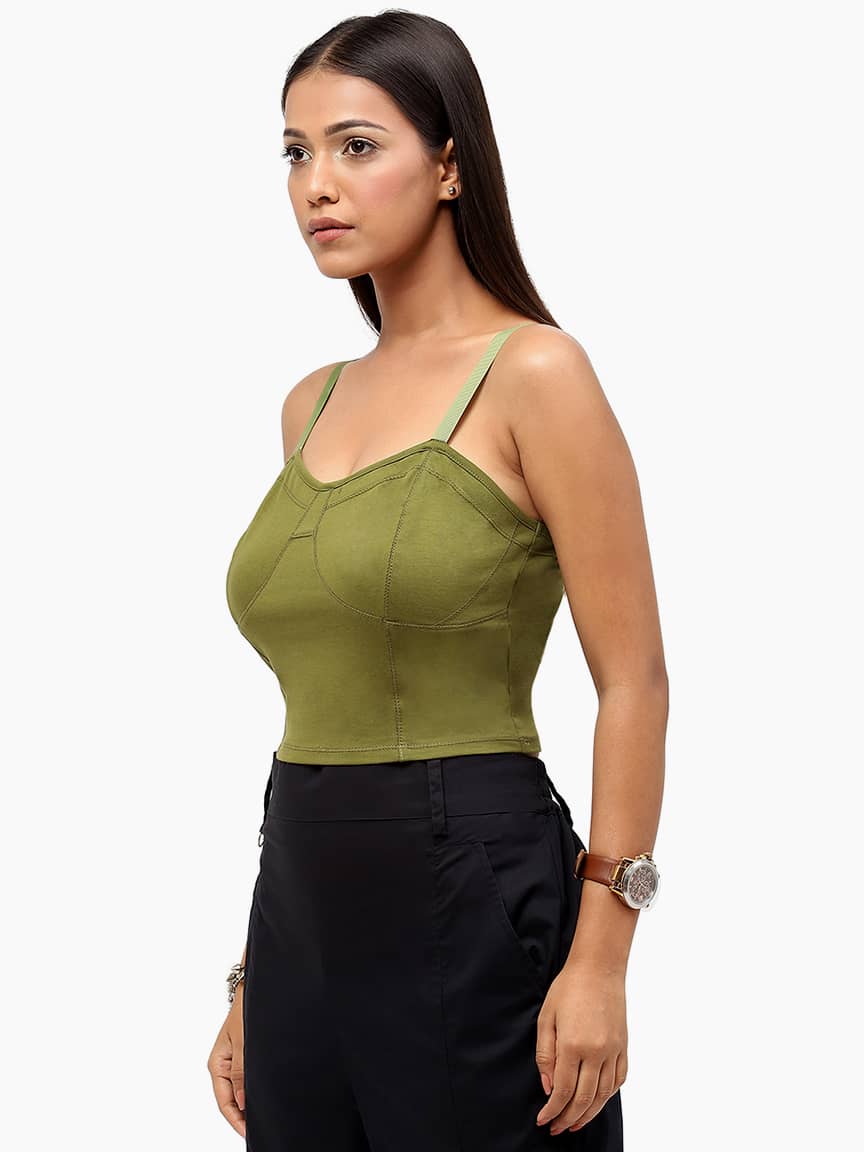 BaawRi Women's Olive Solid Color Viscose Top - Image 3