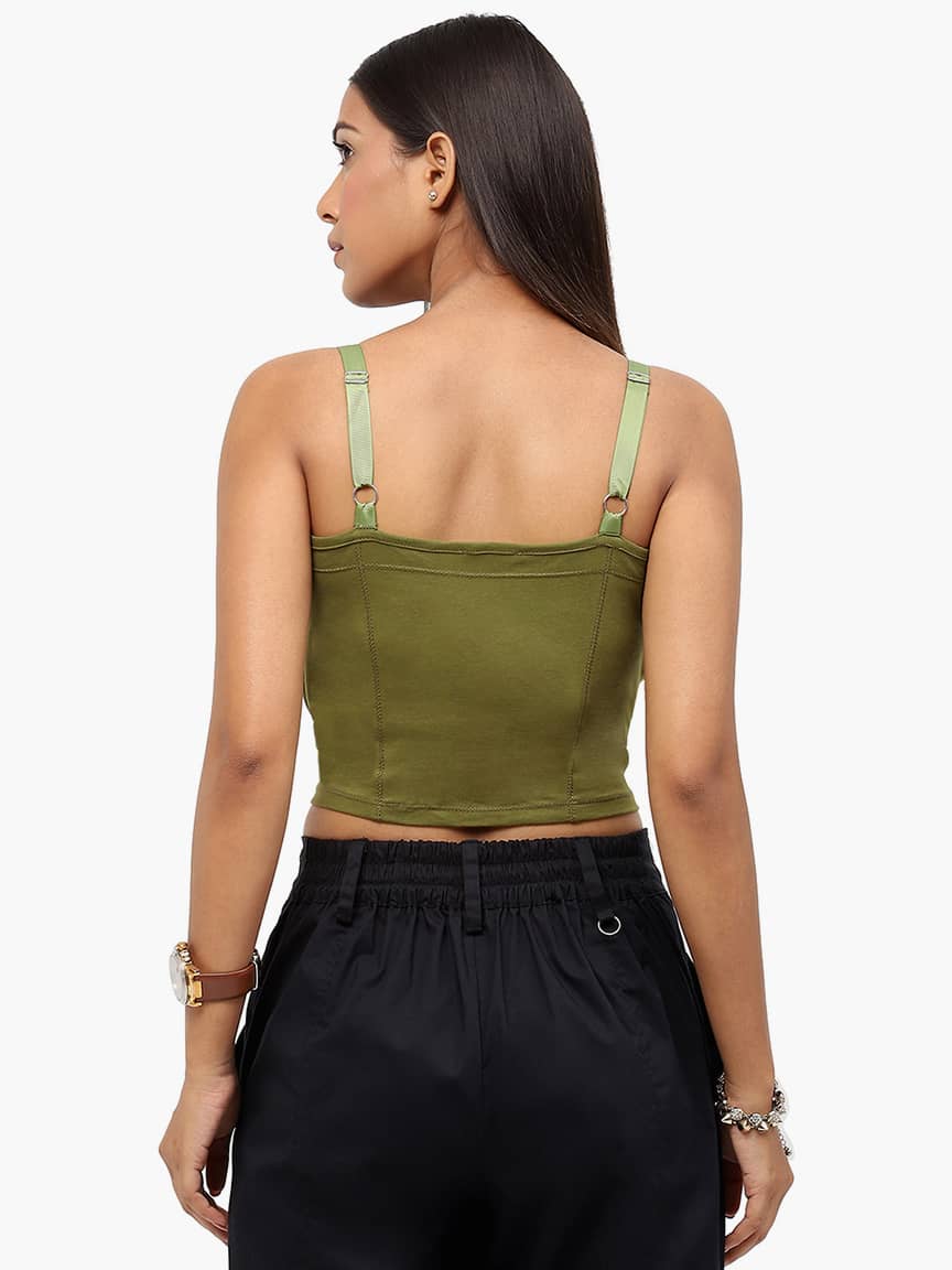 BaawRi Women's Olive Solid Color Viscose Top - Image 5