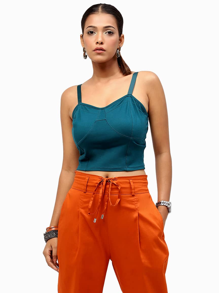 Alternative view of BaawRi Women's Teal Solid Color Viscose Top