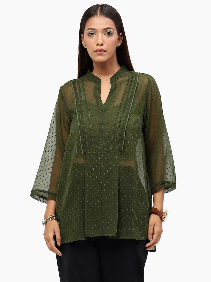 Alternative view of BaawRi Women's Olive Solid Color Top