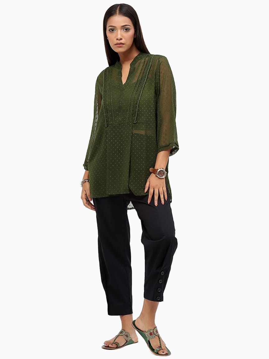 BaawRi Women's Olive Solid Color Top