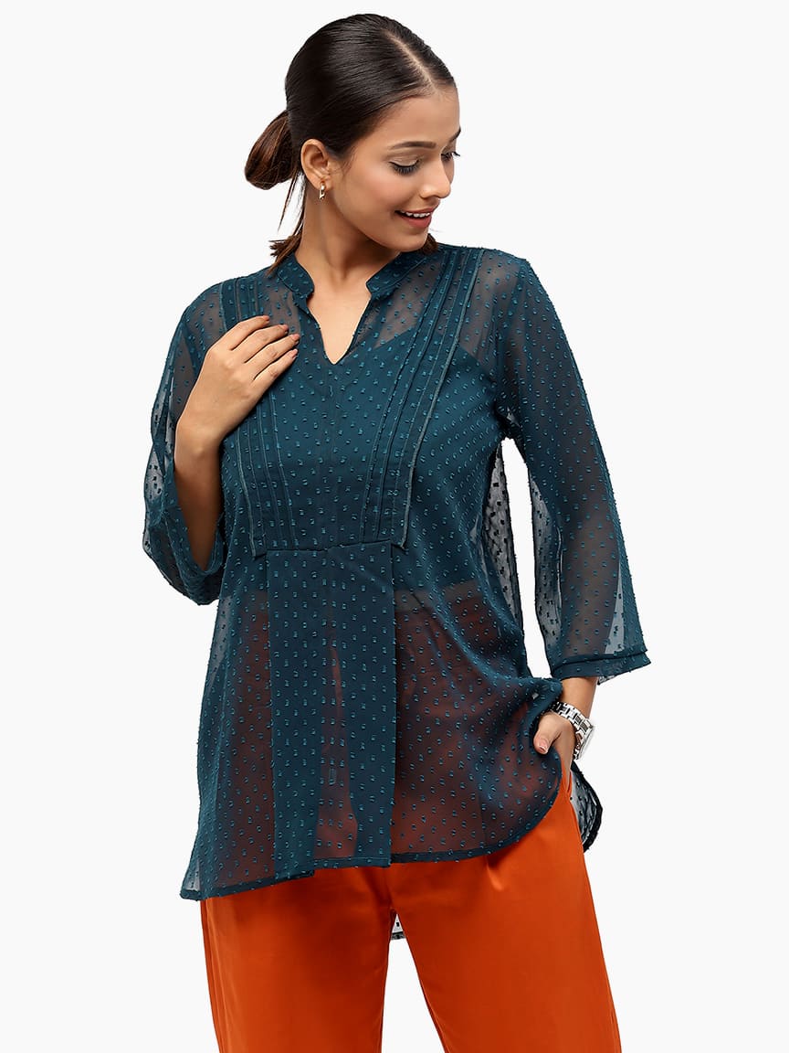 Alternative view of BaawRi Women's Teal Solid Color Top