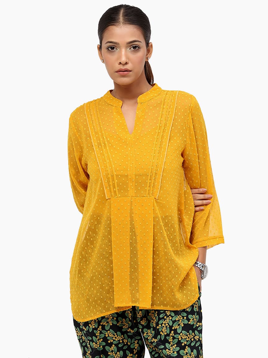 Alternative view of BaawRi Women's Yellow Solid Color Top