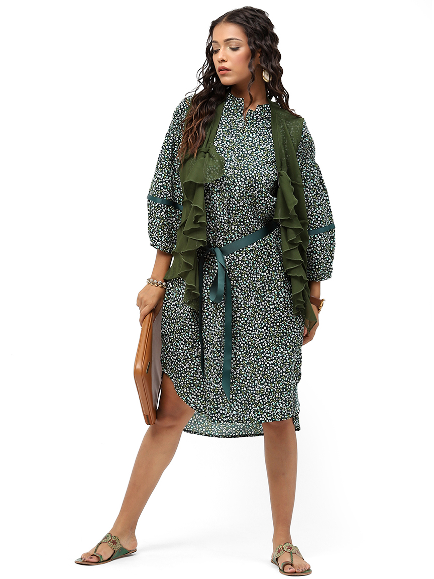 BaawRi Women's Olive Solid Color Shrug