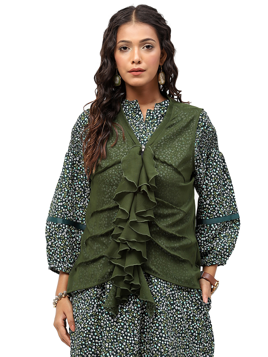 Alternative view of BaawRi Women's Olive Solid Color Shrug