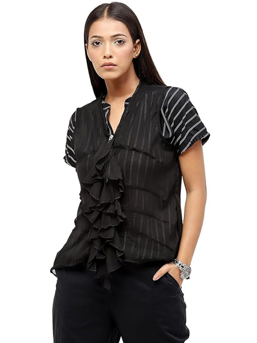 Alternative view of BaawRi Women's Black Solid Color Shrug