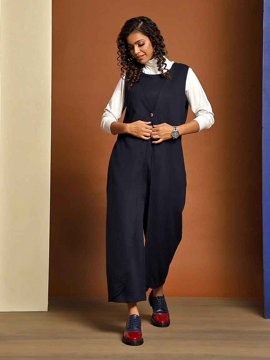 Elegant Sleeveless Jumpsuit in Fine French Terry