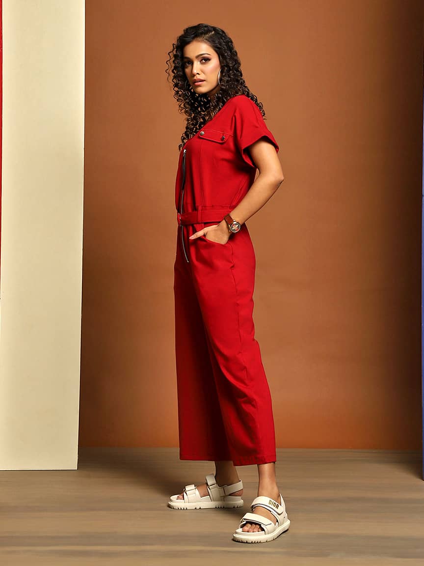 Alternative view of Chic Folded Sleeves Jumpsuit in Fine Lycra Jersey