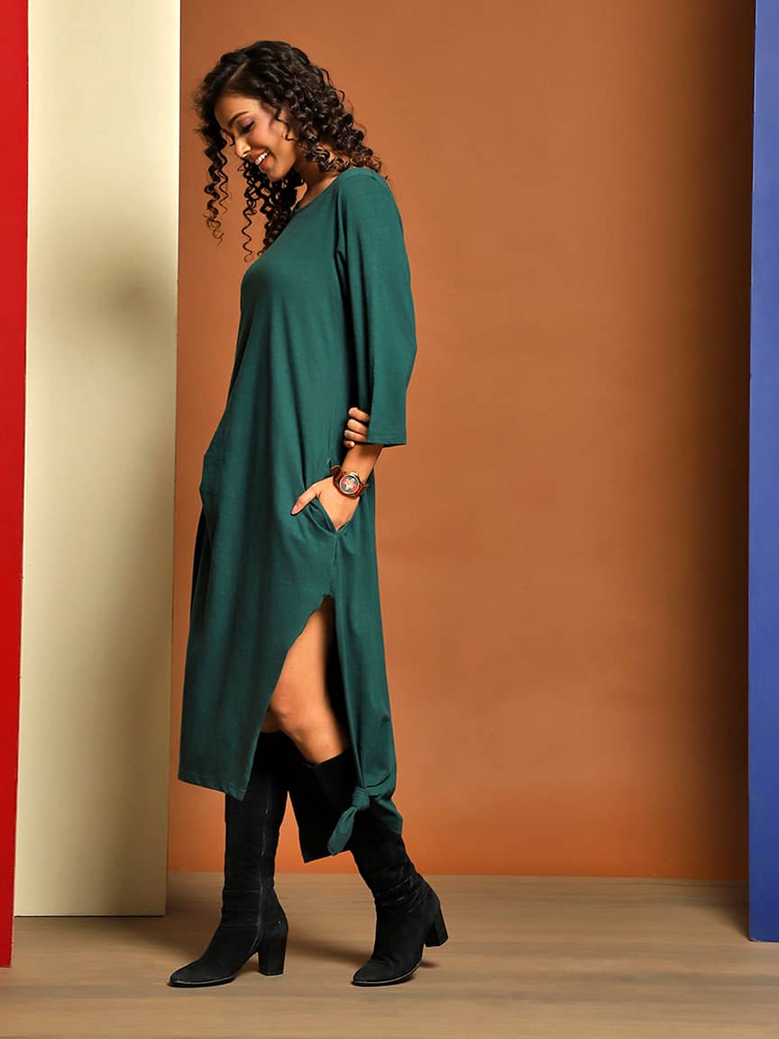 Alternative view of Stylish Midi Dress – Transformable into a Kurti Set for Ultimate Versatility
